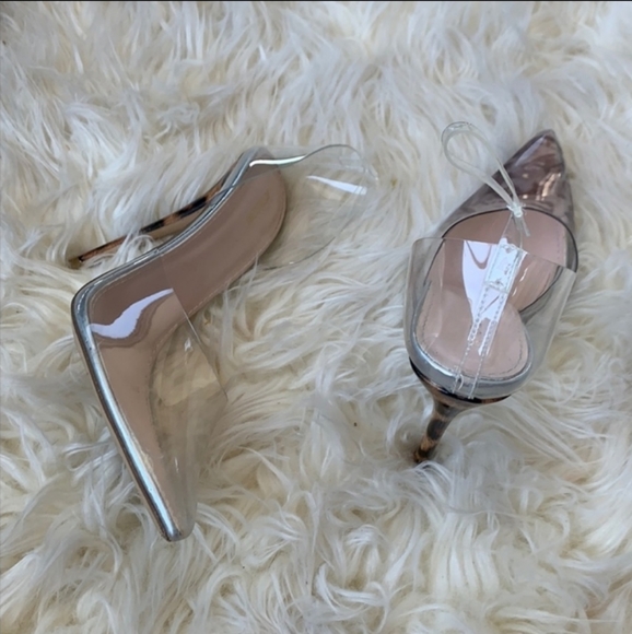 PrettyLittleThing PLT Clear Shoes W/ Leopard Heel - Picture 3 of 6